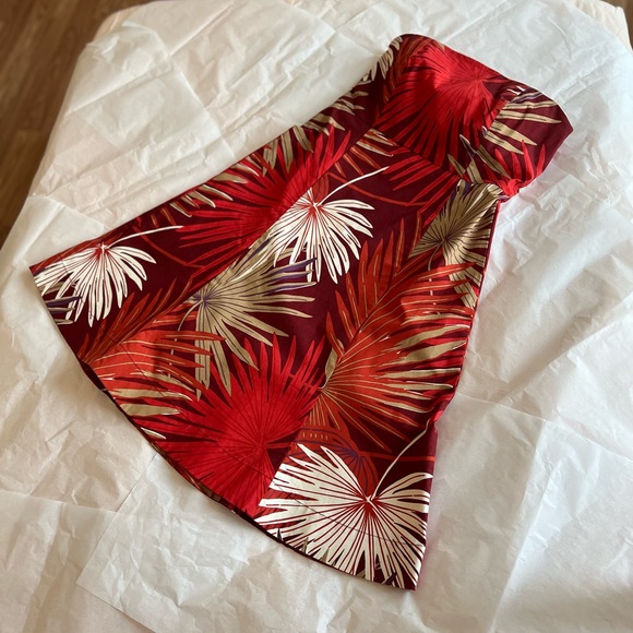 VTG 2000 Gap sz 4 strapless dress red orange white botanical print boning shelf - Picture 4 of 10